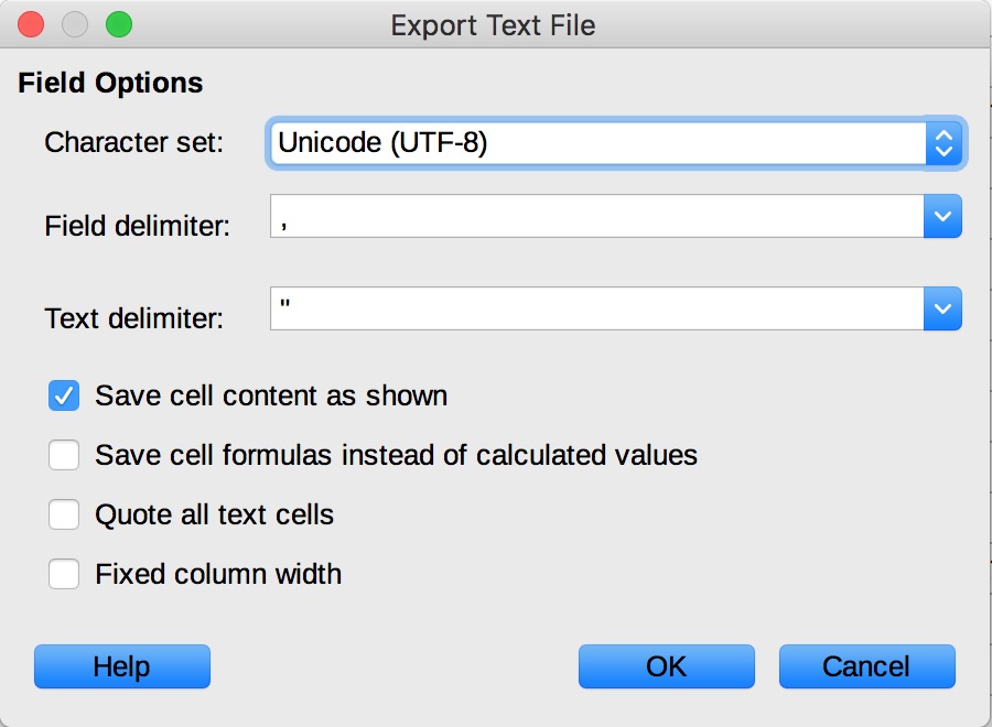Encoding as UTF-8 in Libre Office