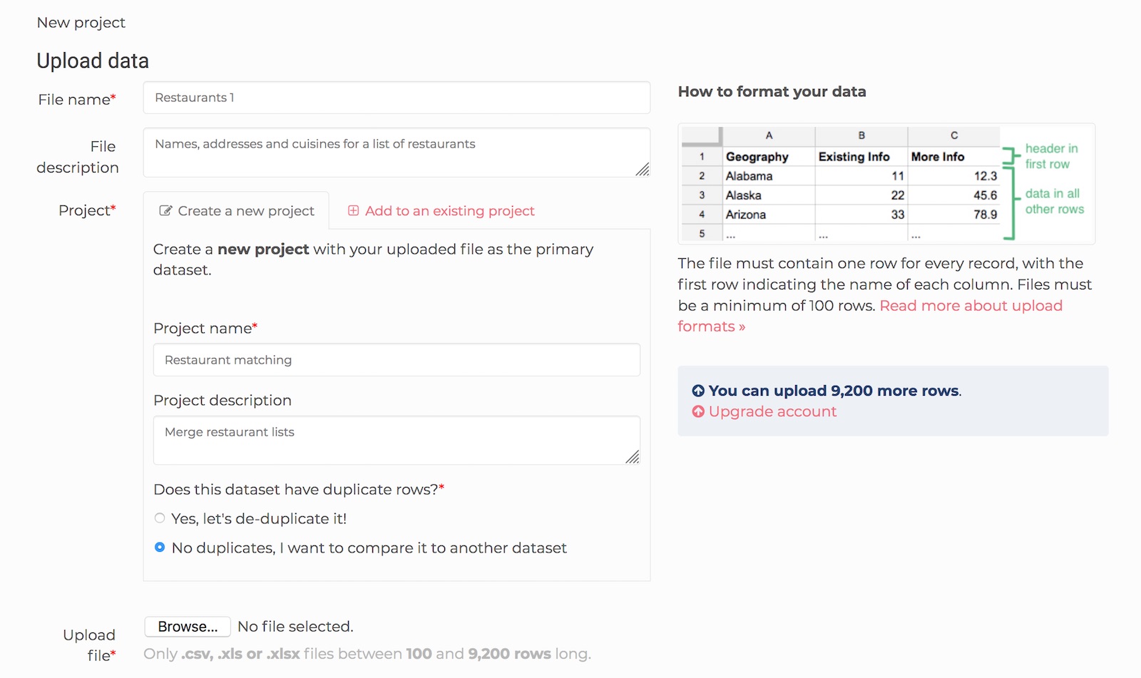 Uploading an already de-duplicated file