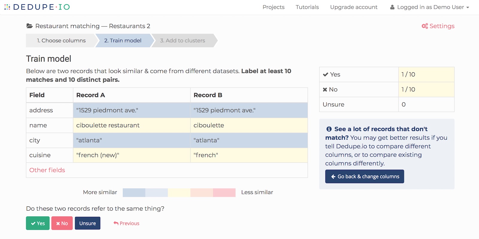 Training Dedupe.io